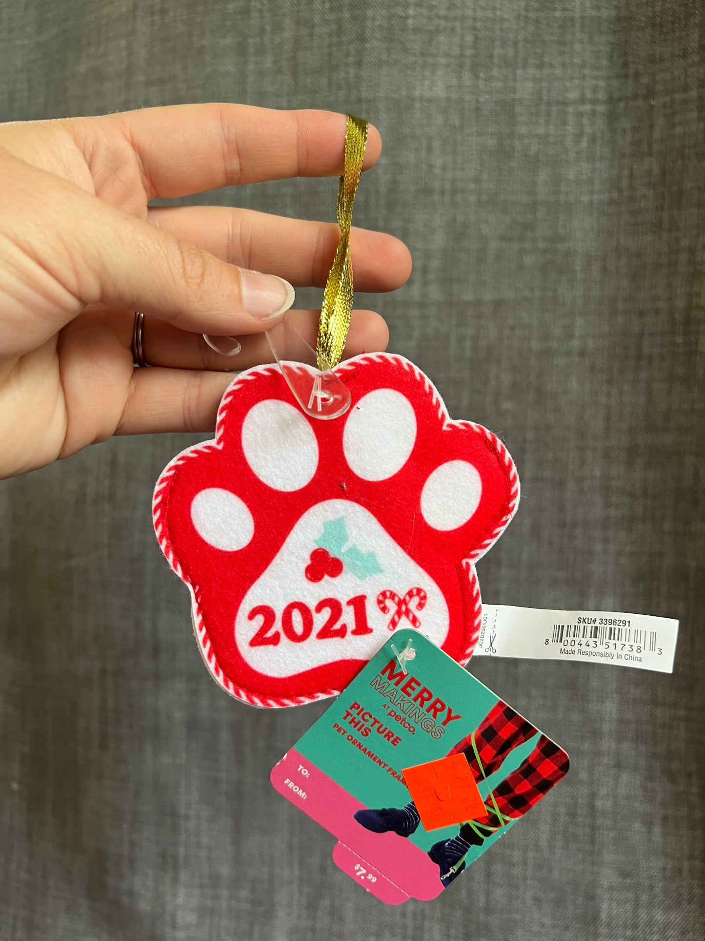 3 Paw Print Felt Ornaments