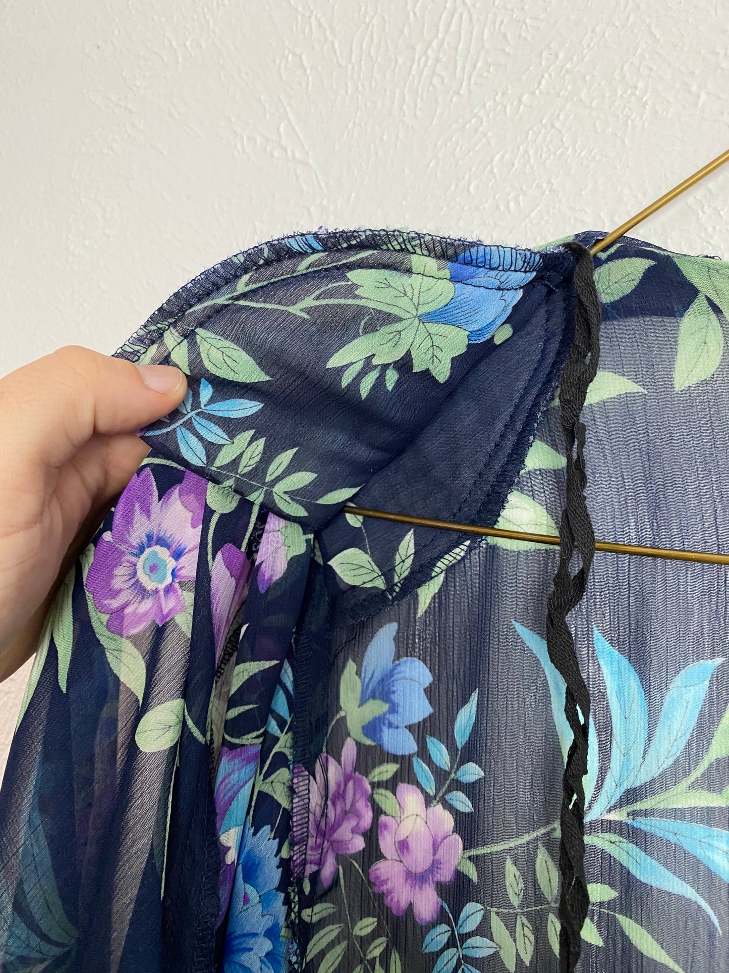 Sheer Floral Open Front Cardigan