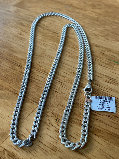 Stainless Steel 30" Chain ~ Silver Plated