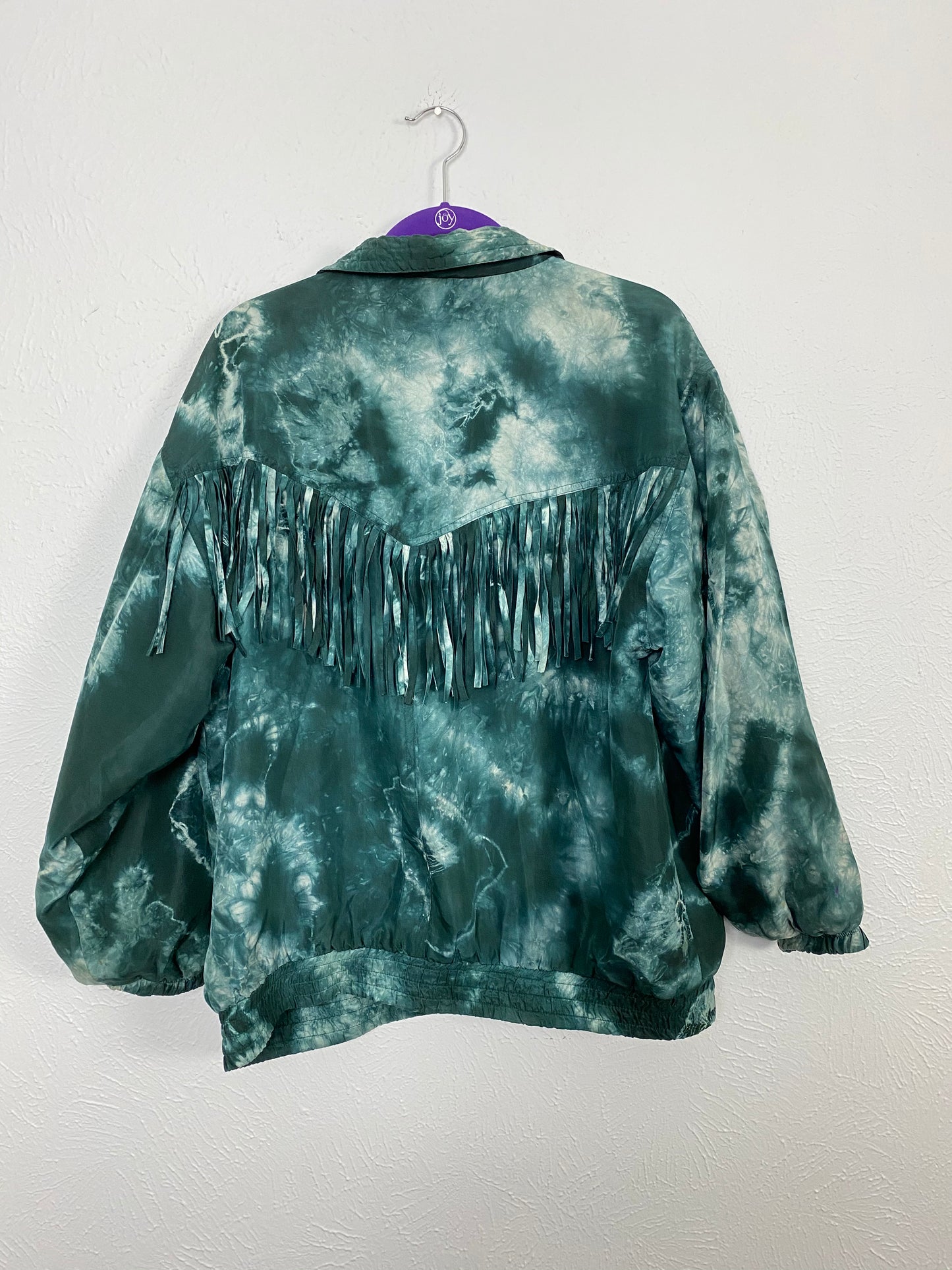 Vintage 100% Silk Fringe Marbled Jacket