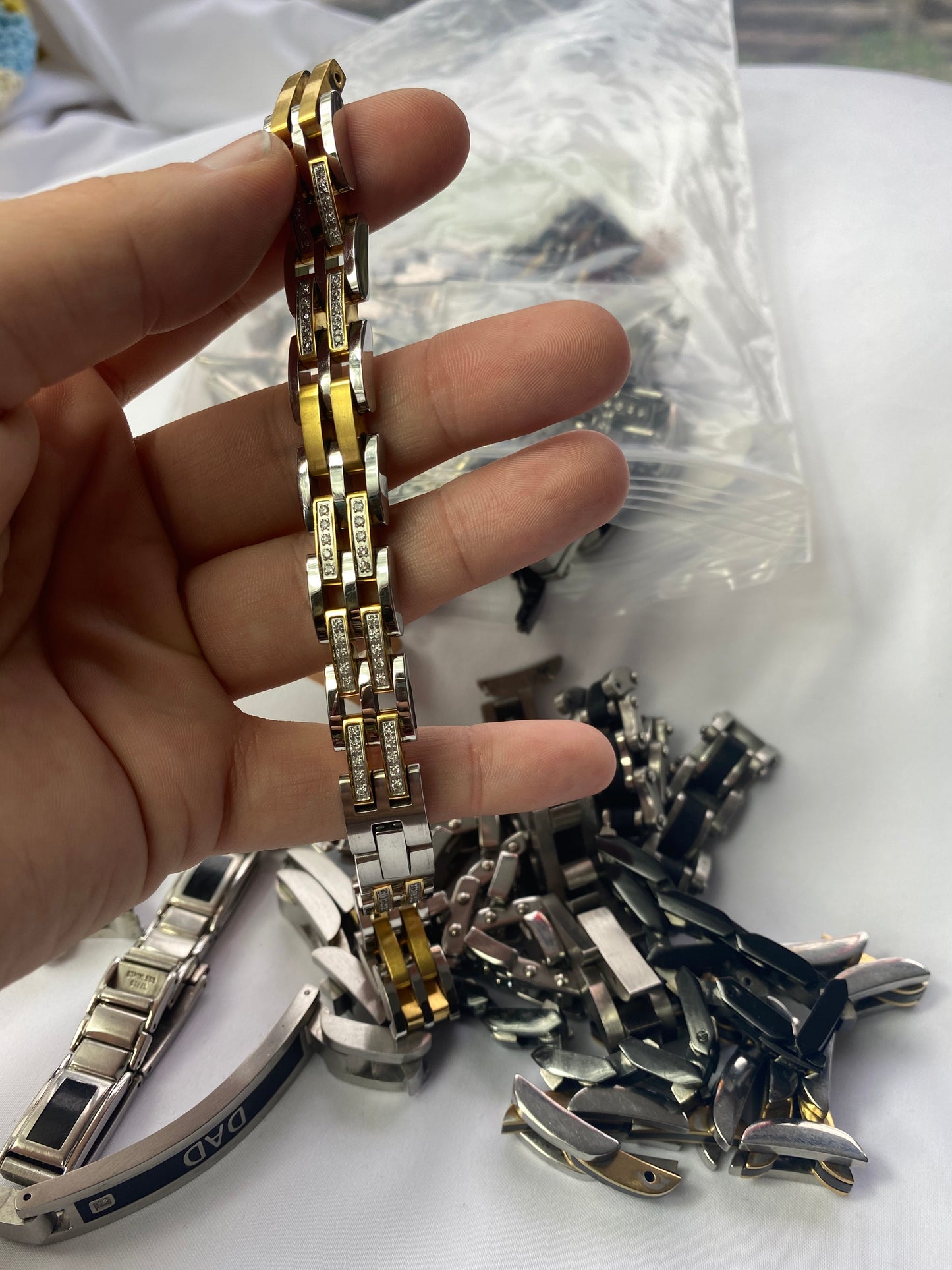 3 Pound Lot of Damaged Steel Bracelets