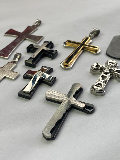 Lot of 8 Stainless Steel Religious Pendants