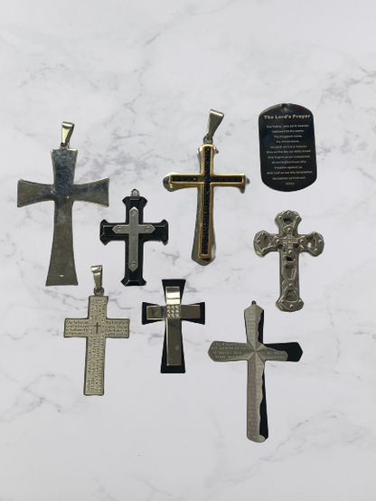 Lot of 8 Stainless Steel Religious Pendants