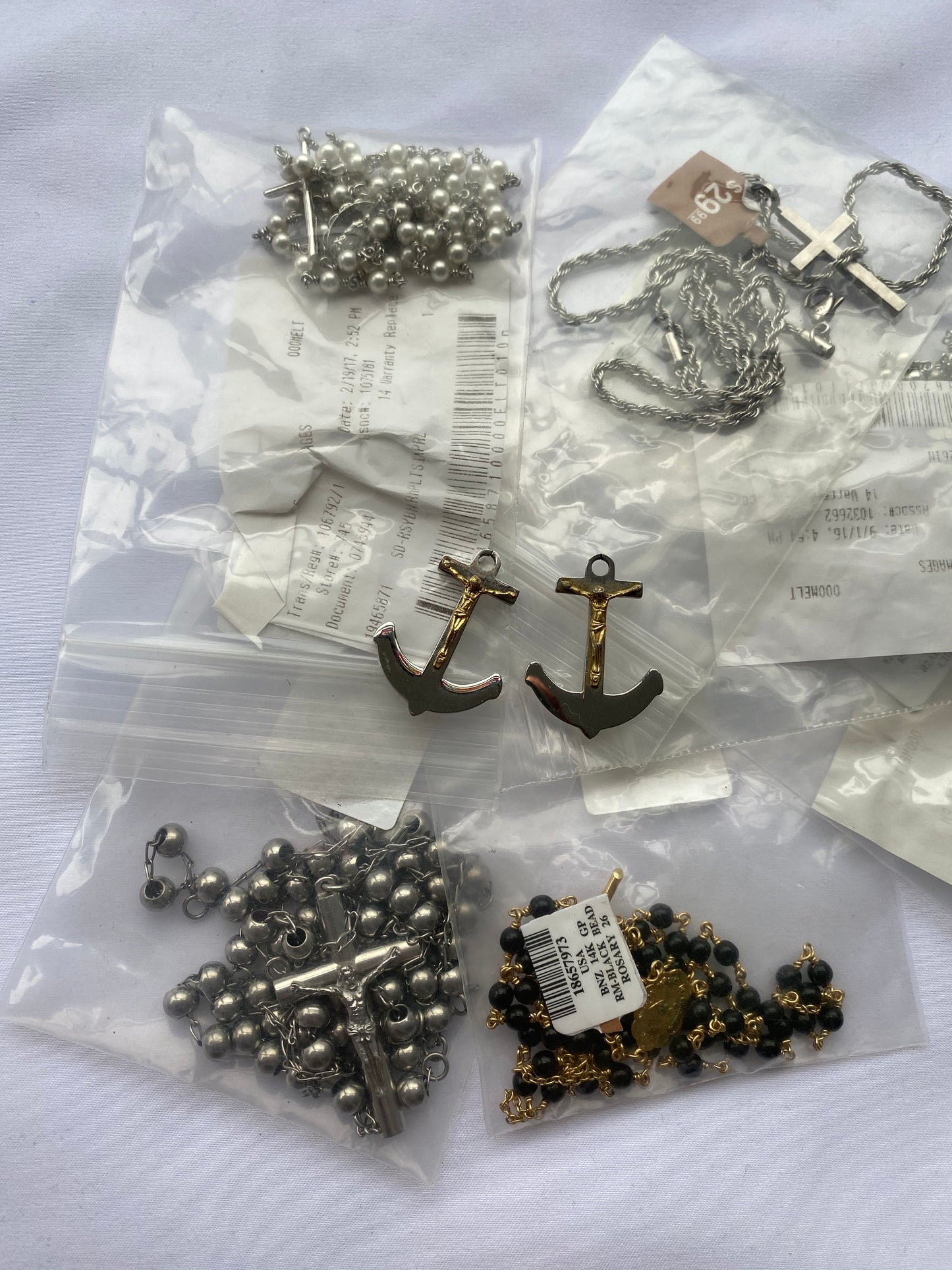 Lot of Broken Rosaries + Nautical Pendants