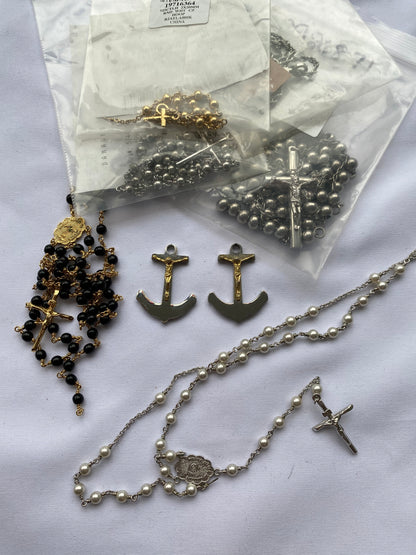 Lot of Broken Rosaries + Nautical Pendants