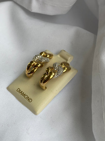 18k Gold Plated ~Real Diamond~ Earrings