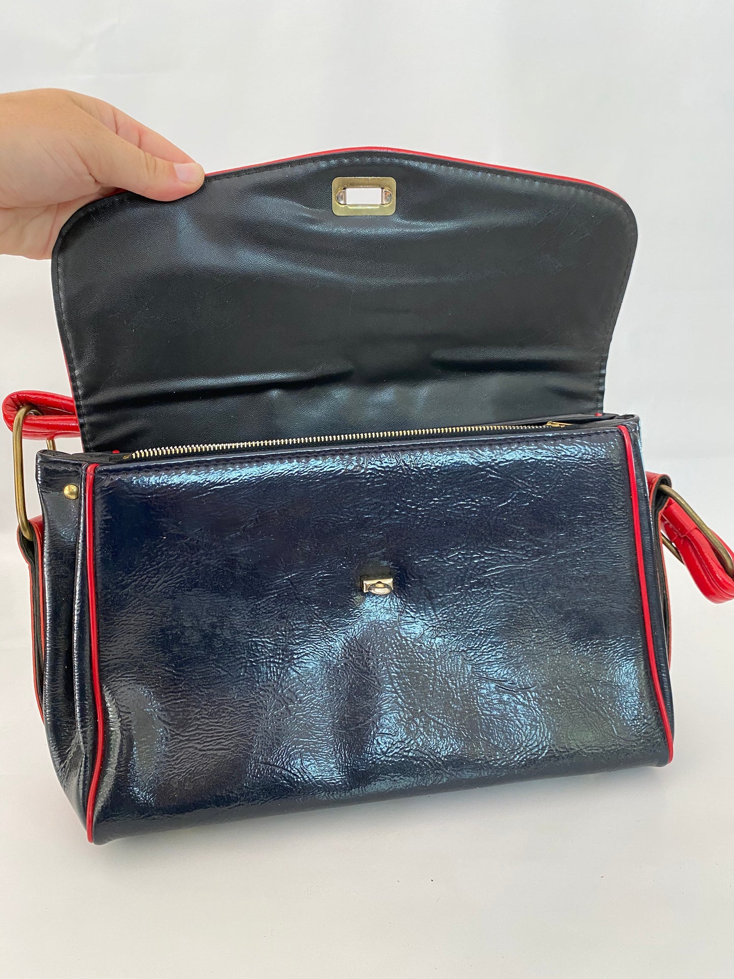 Vintage Navy & Red Shoulder Bag