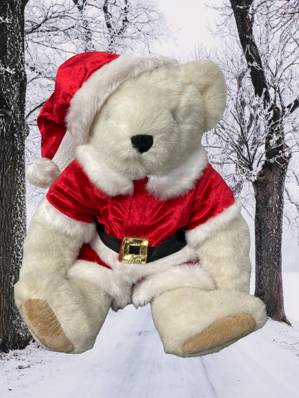 Vintage Vermont Teddy Bear w/ Santa Outfit