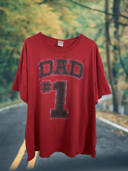 Red Distressed #1 Dad Tee