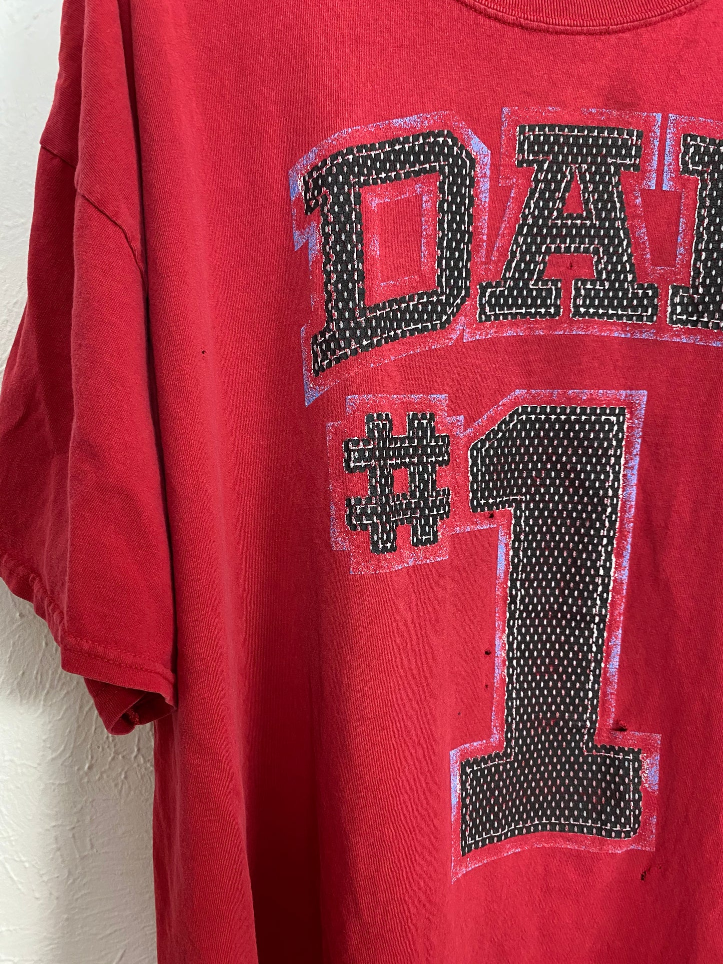 Red Distressed #1 Dad Tee