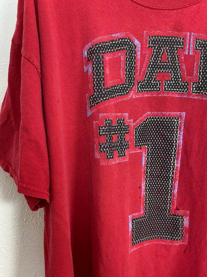 Red Distressed #1 Dad Tee