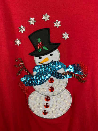 Kim Rodgers Sequined Snowman Top