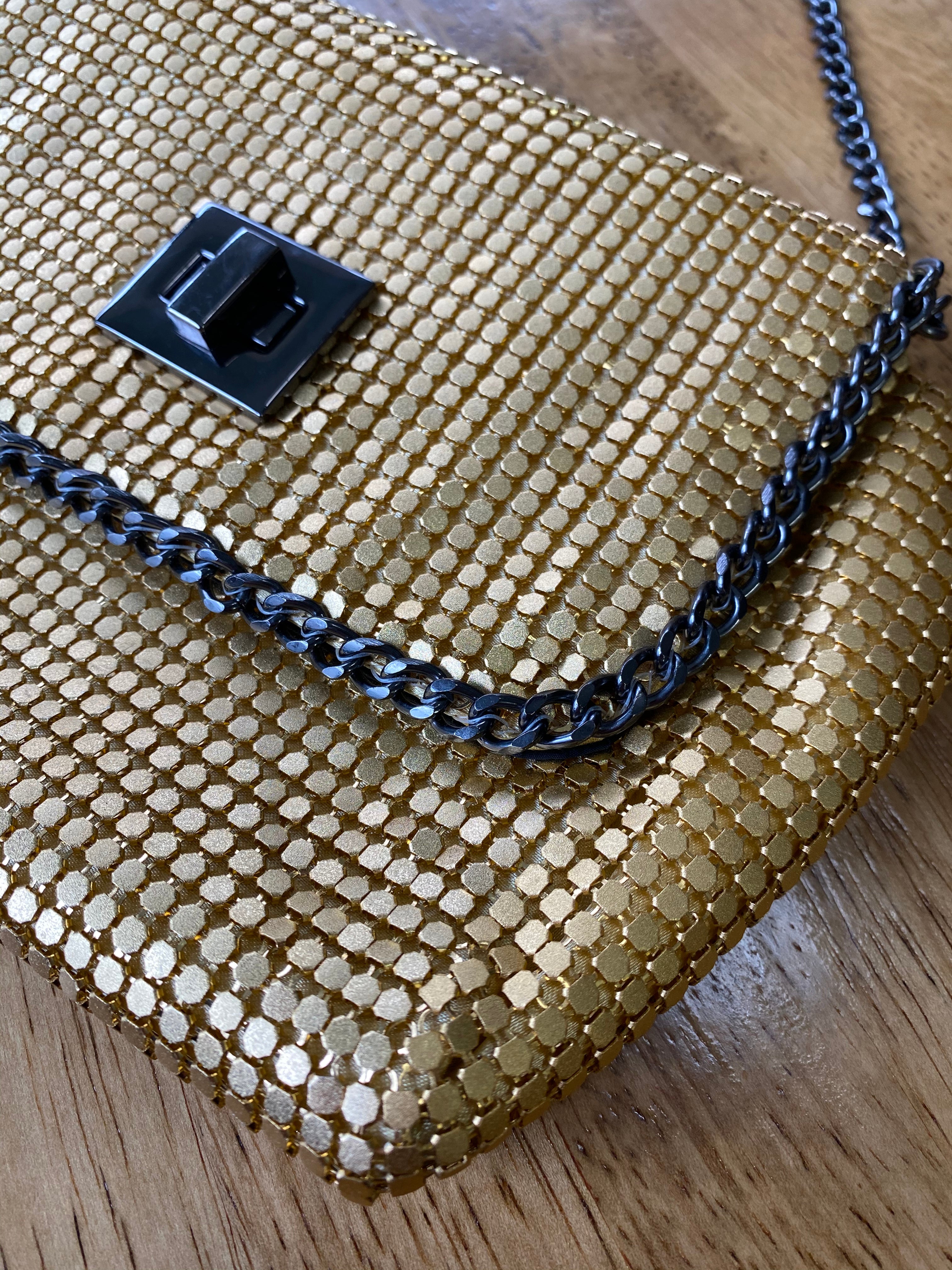 BCBGMaxazria Gold Clutch w Chain Strap