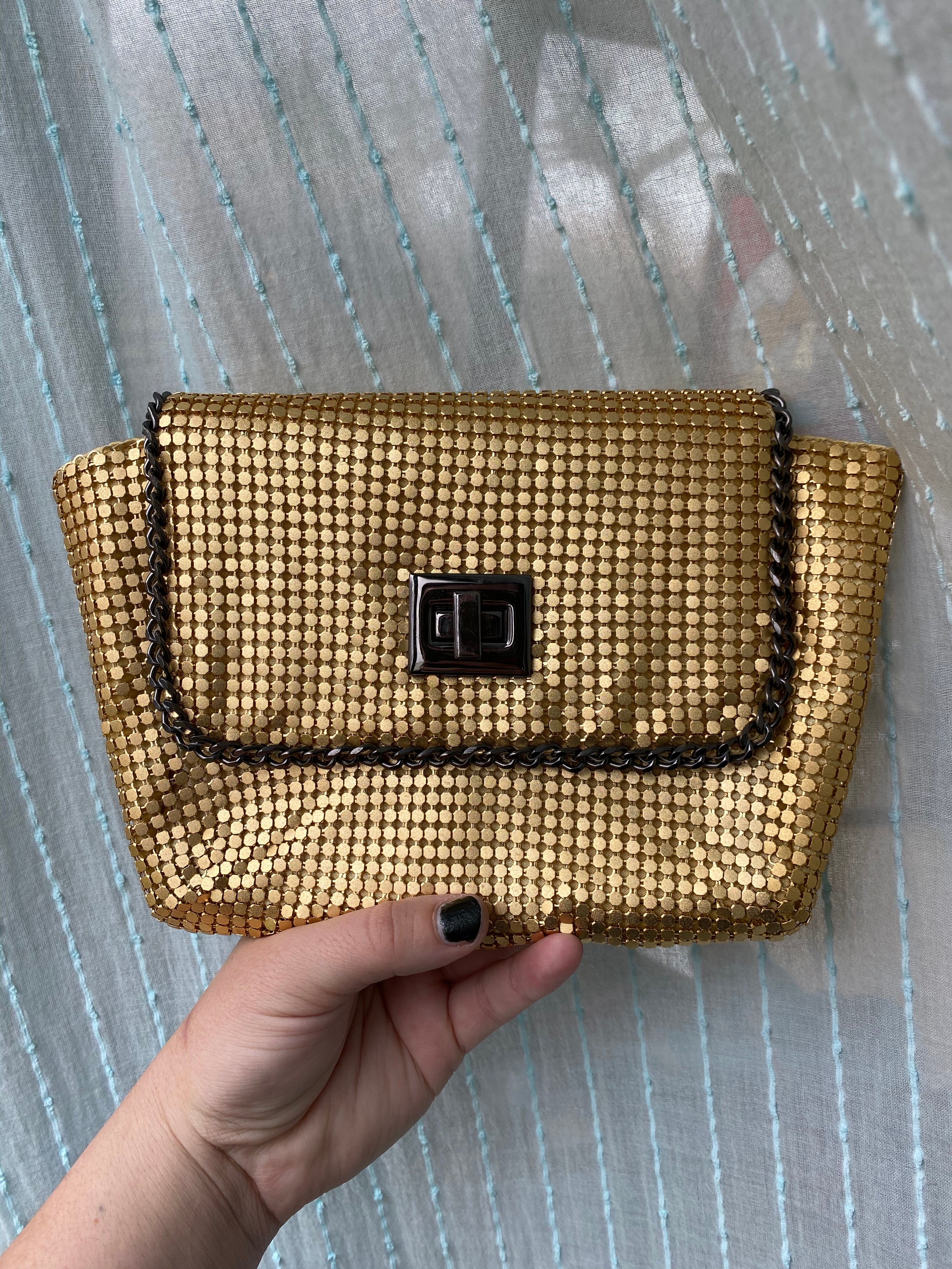 BCBGMaxazria Gold Clutch w Chain Strap