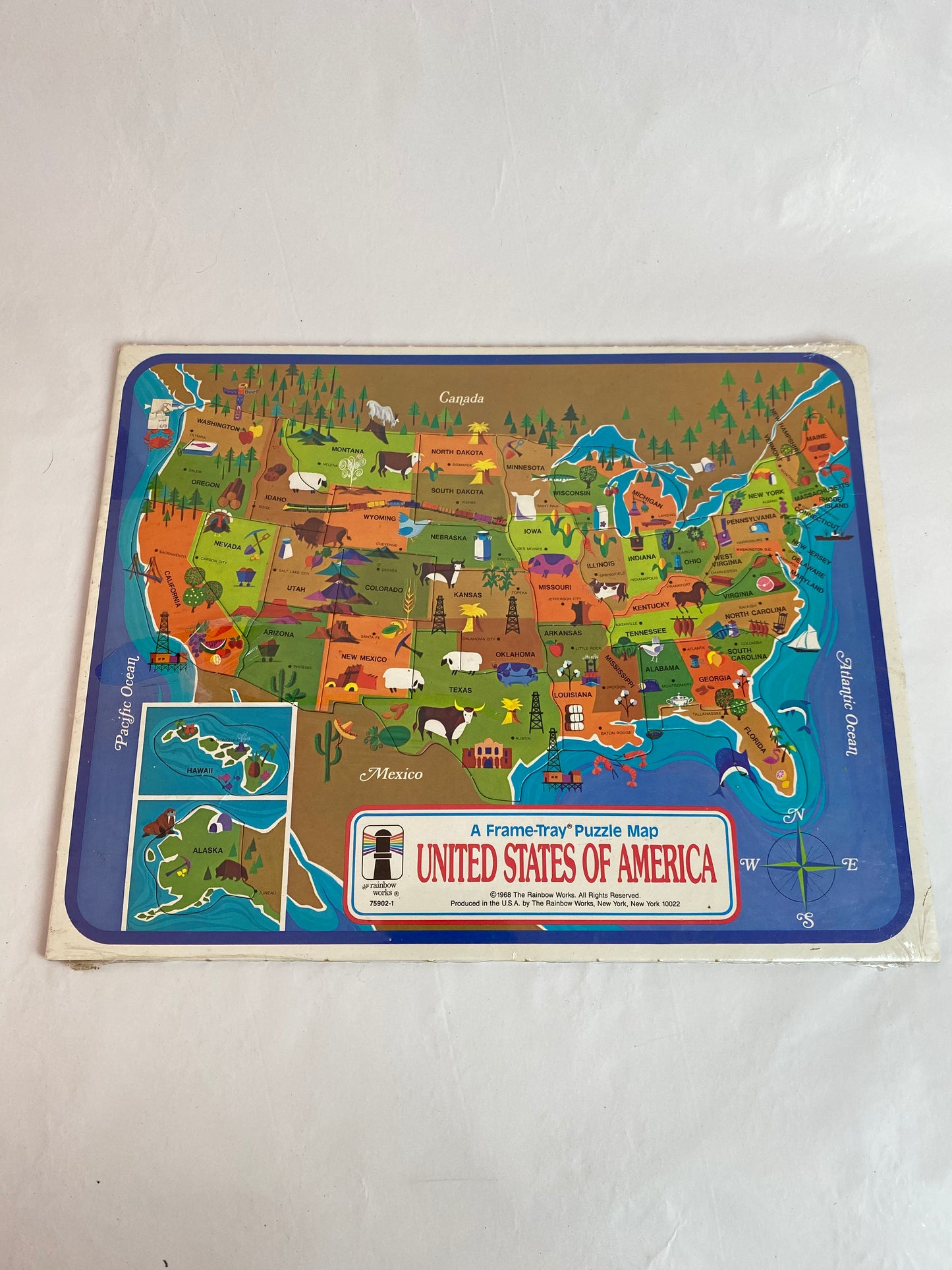 Vintage 1968 United States Map Puzzle