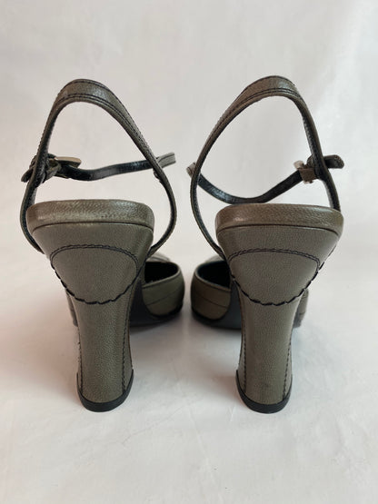 Prada Leather Square Toed Heels