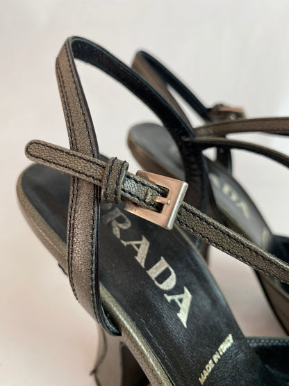 Prada Leather Square Toed Heels