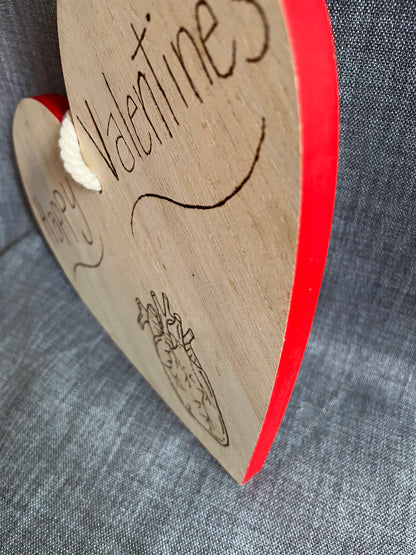 Wooden Heart Happy Valentines