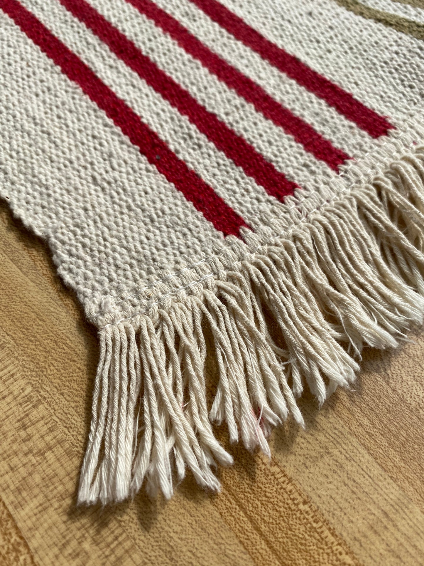 Small Striped Rug with Fringe ~ 35x22"