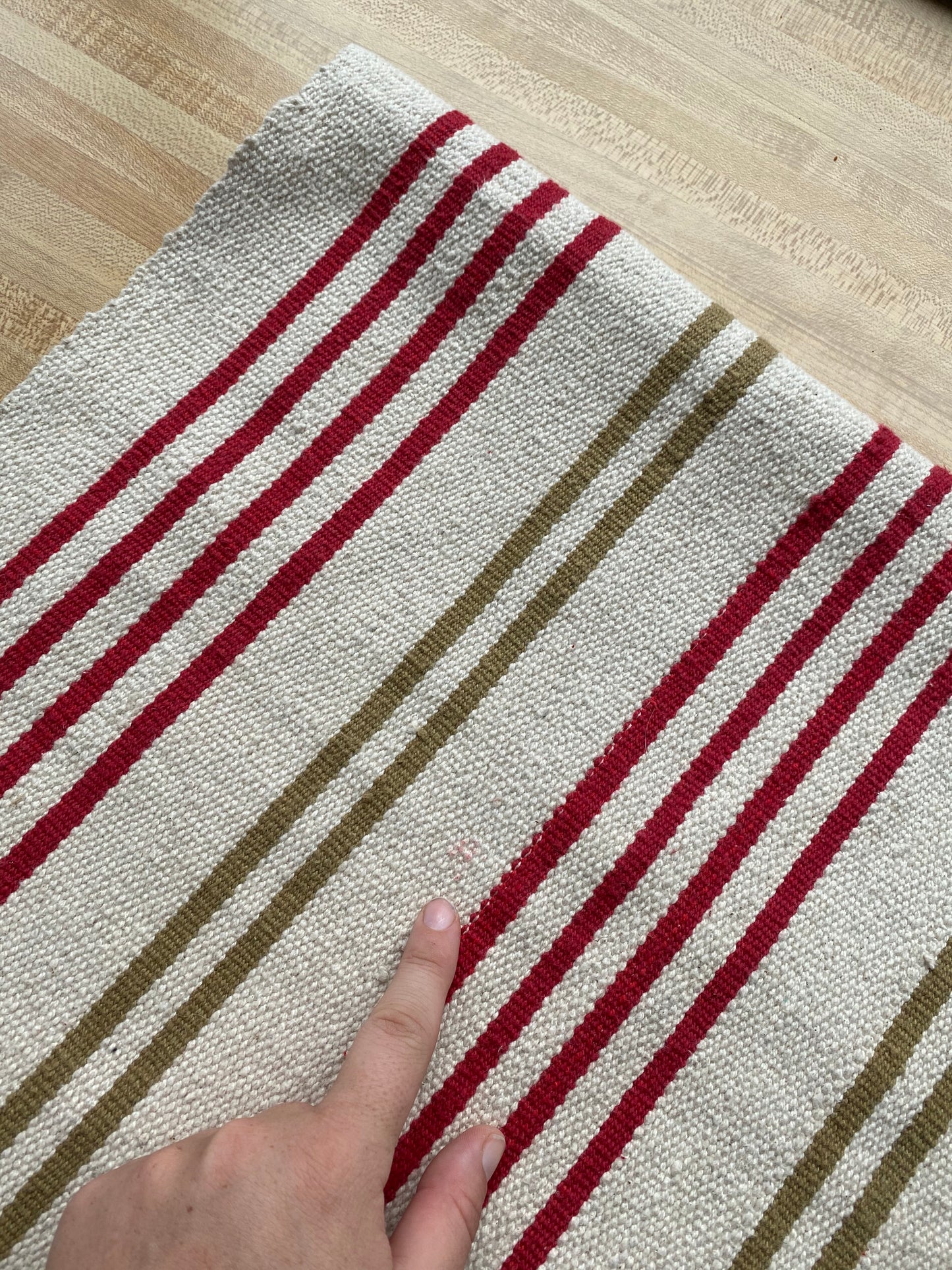 Small Striped Rug with Fringe ~ 35x22"