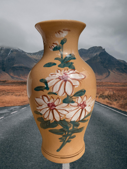 Hand Painted 8" Floral Vase