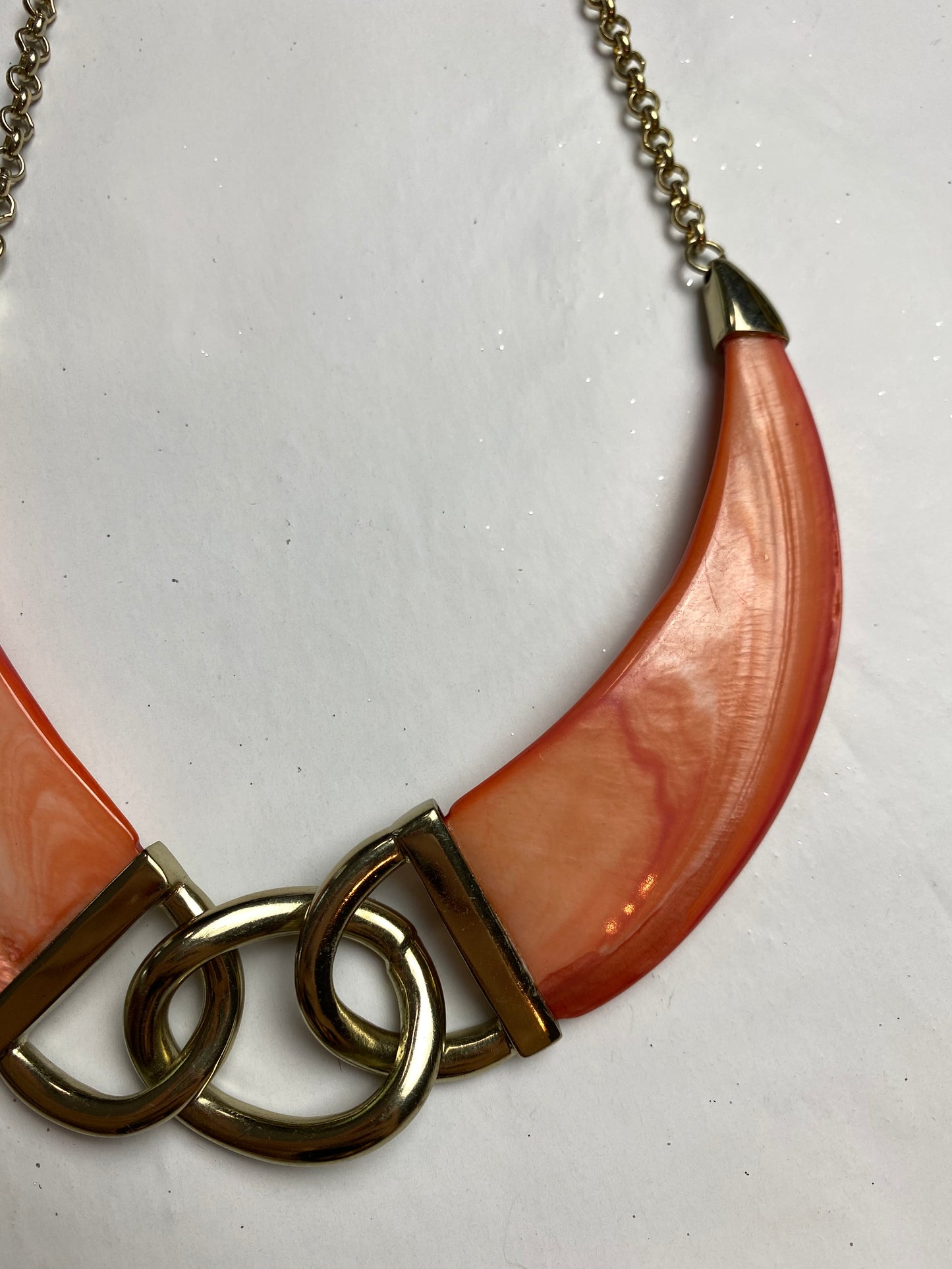 Chunky Orange & Gold Necklace