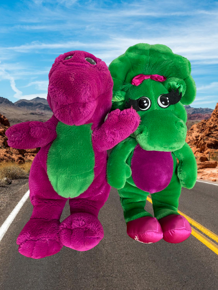 Barney & Baby Bop Plush Set VTG 1992