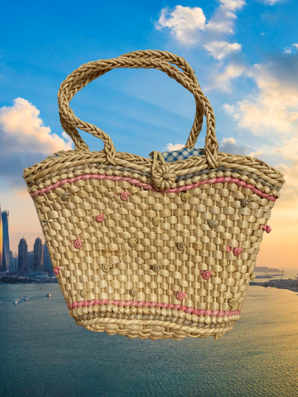 Vintage Straw Picnic Basket Purse