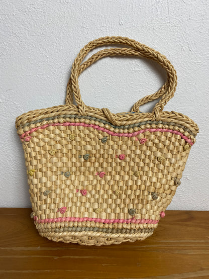 Vintage Straw Picnic Basket Purse