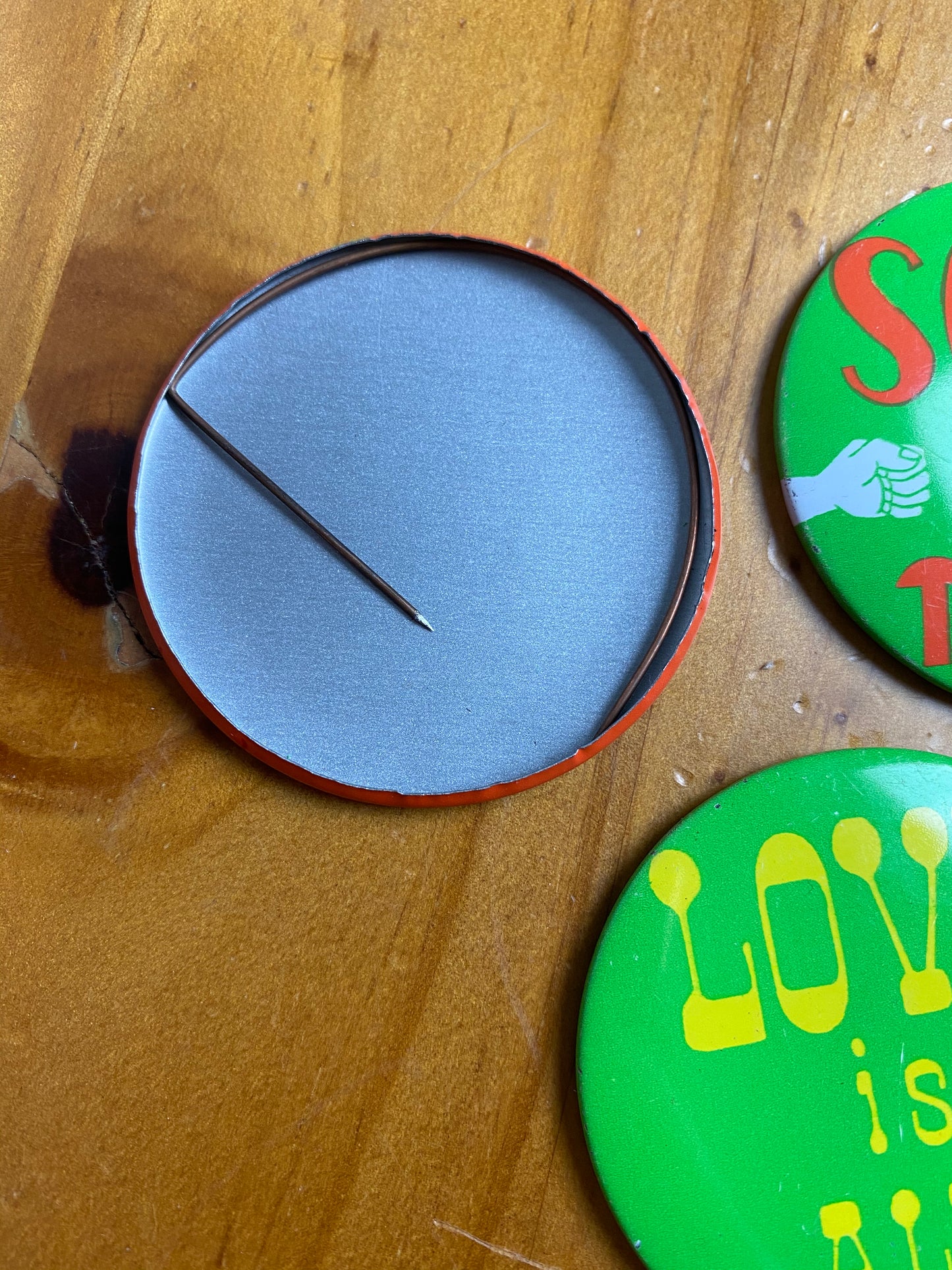 3 Colorful Vintage Hippie Buttons