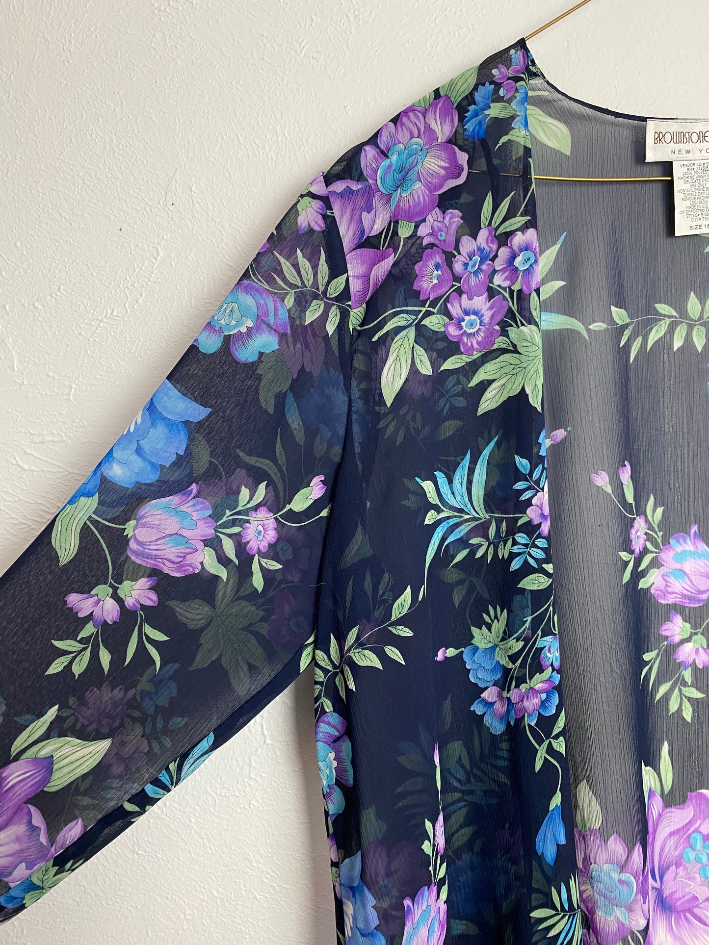 Sheer Floral Open Front Cardigan