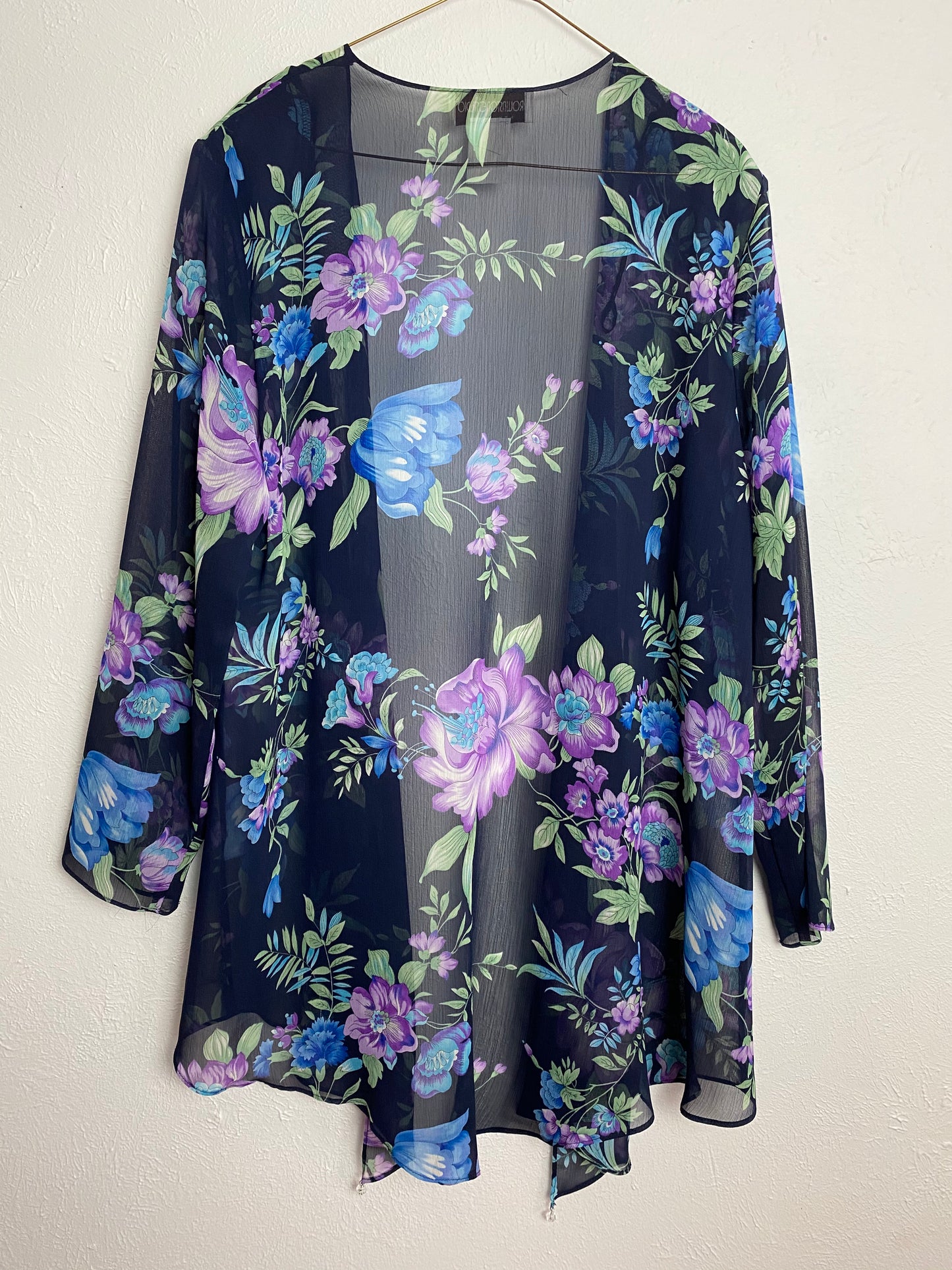 Sheer Floral Open Front Cardigan