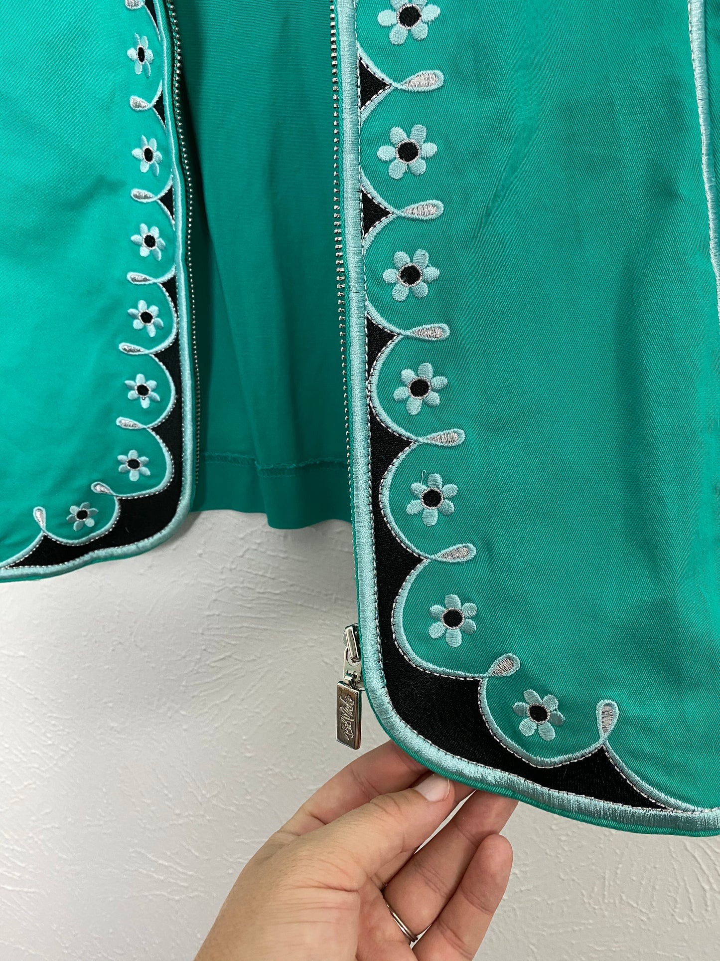 Vintage 80's Bob Mackie Full Zip Turquoise Jacket