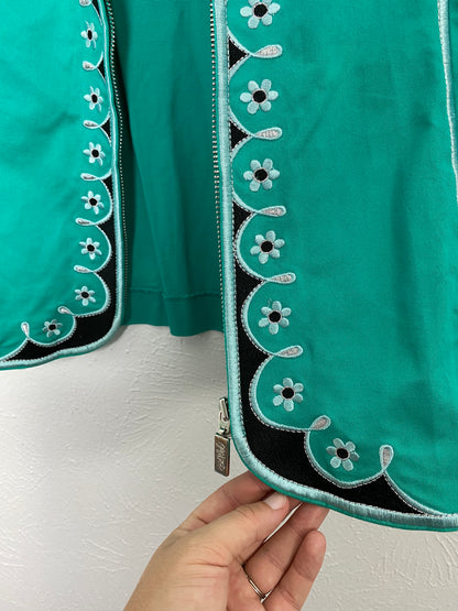 Vintage 80's Bob Mackie Full Zip Turquoise Jacket