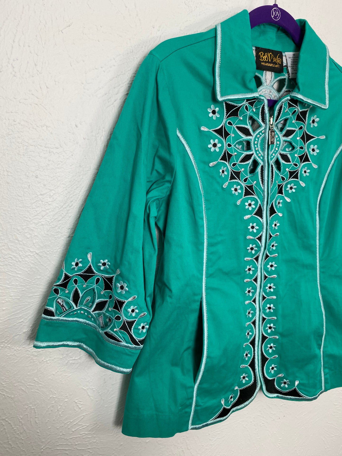 Vintage 80's Bob Mackie Full Zip Turquoise Jacket
